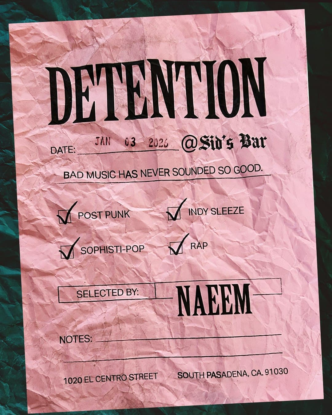 Official event artwork for Detention W/ DJ Naeem