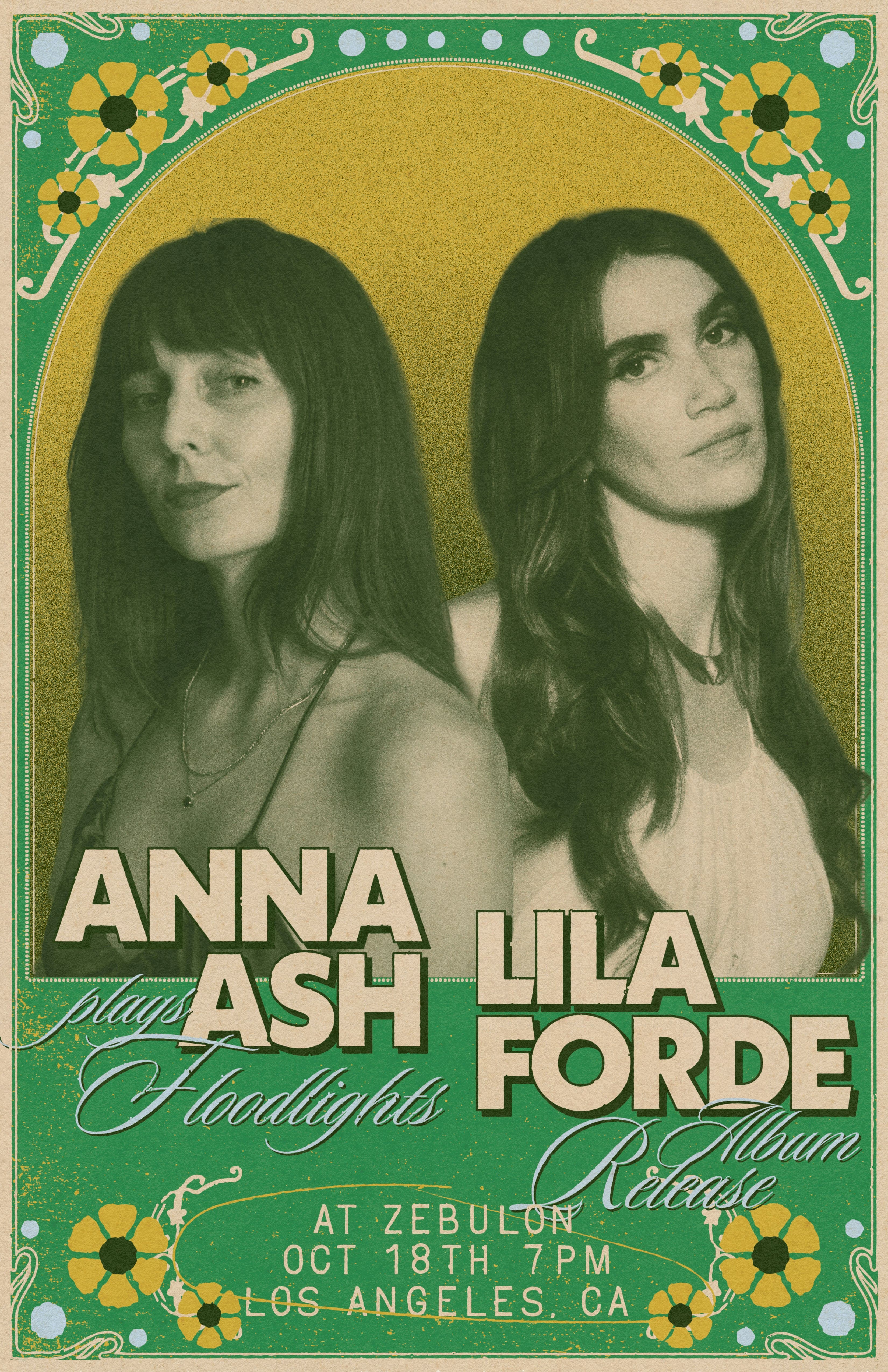 Official event artwork for Anna Ash (Floodlights Anniversary) & Lila Forde (Album Release)