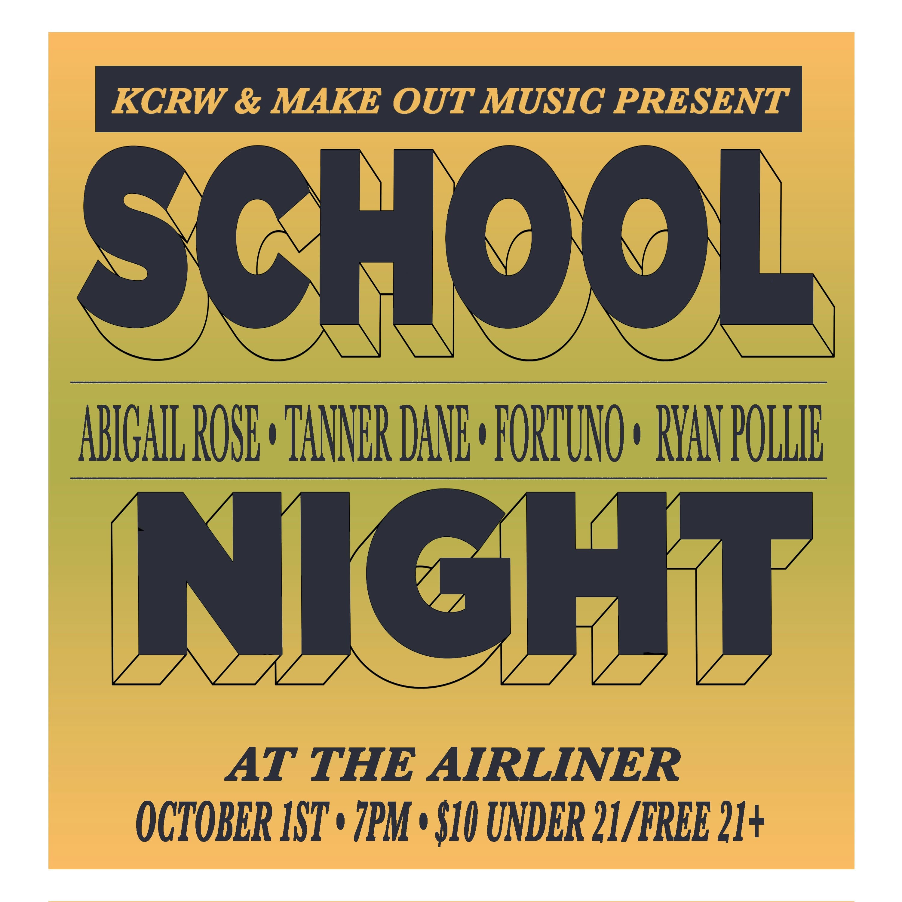 Official event artwork for ABIGAIL ROSE • TANNER DANE • FORTUNO • RYAN POLLIE