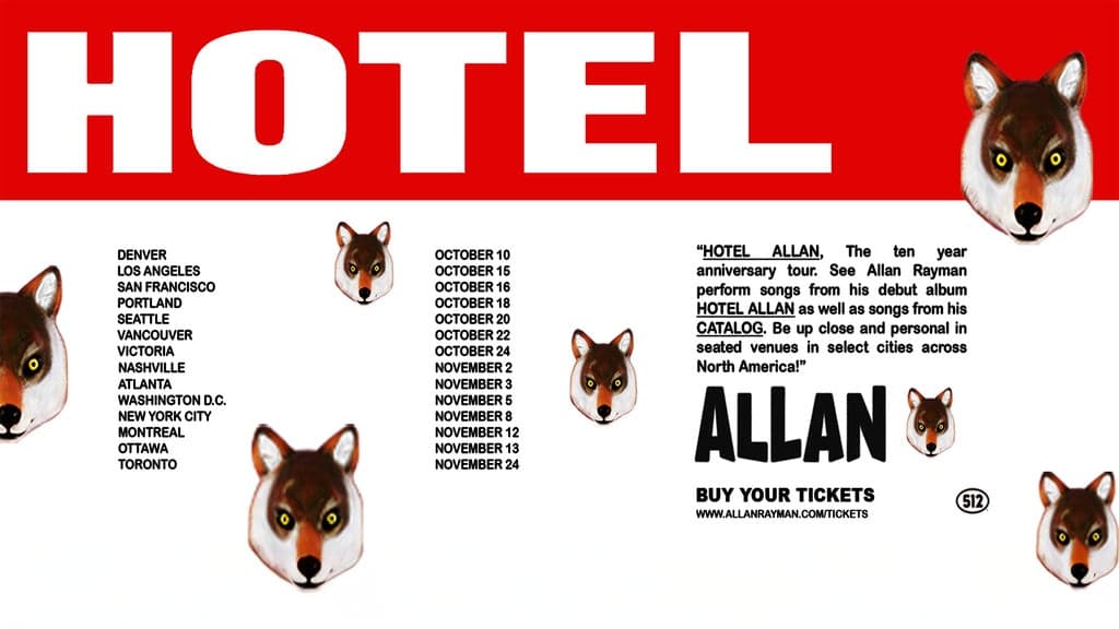 Official event artwork for HOTEL ALLAN - The 10 Year Anniversary Tour