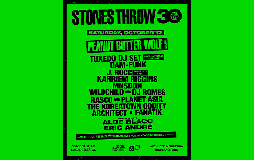 Official event artwork for Stones Throw 30, Peanut Butter Wolf